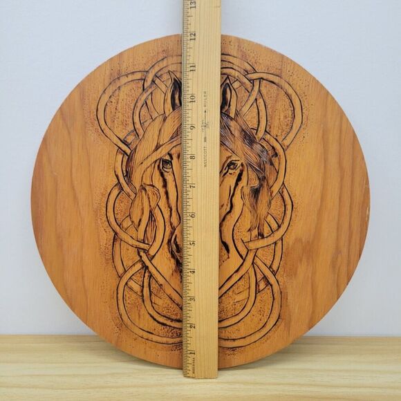 Celtic Horse Pyrography Wall Art – Hand-Burned Wood Plaque - Picture 3 of 9